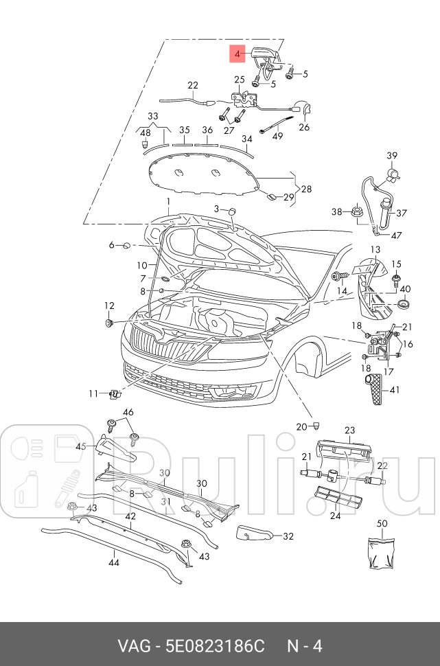 Замок капота VAG 5E0823186C 0₽