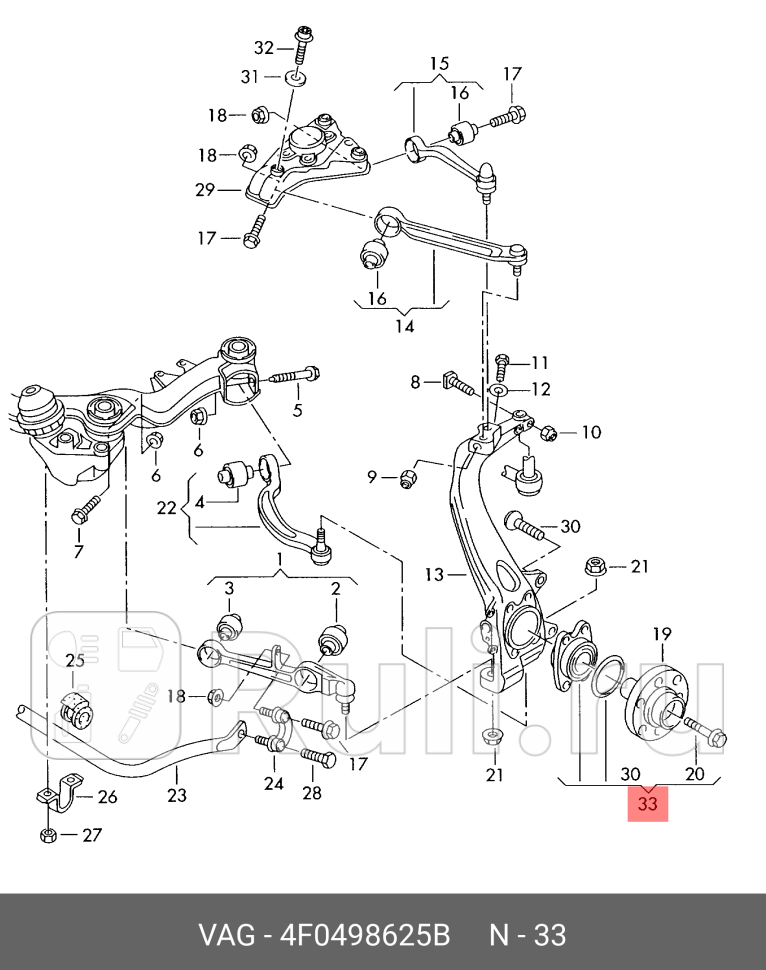 Подшипник ступичный передн VAG 4F0498625B 0₽