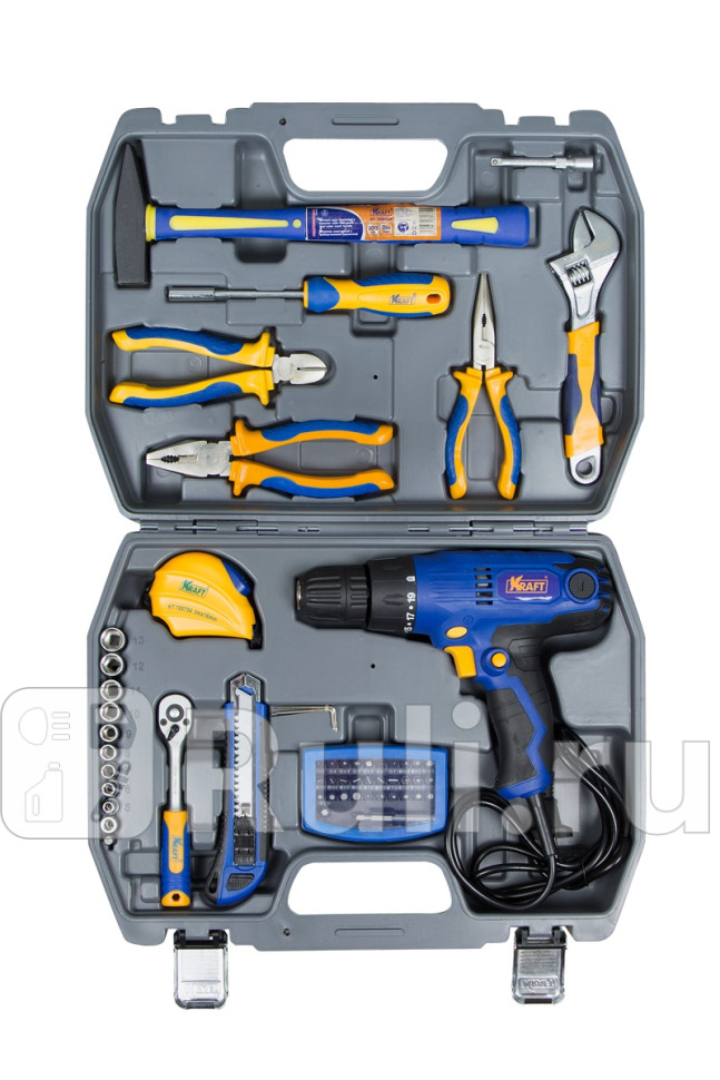 Набор инструмента 58 предметов с шуруповертом KRAFT KT703004 11360₽