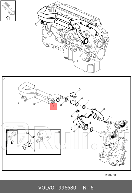 Хомут 55-75 мм VOLVO VOLVO 995680 1460₽