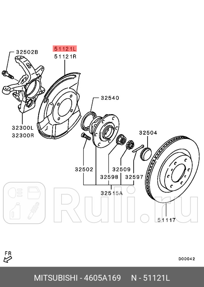 Кожух тормозного диска передний левый mitsubishi pajero 06 MITSUBISHI 4605A169 0₽