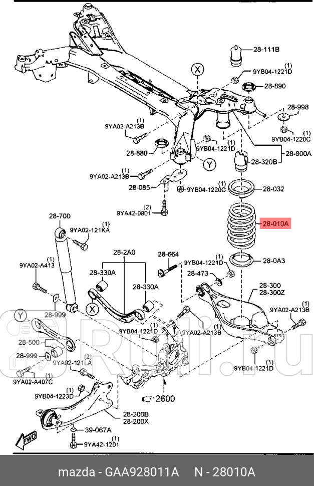 Пружина подвески MAZDA GAA9-28-011A 9180₽