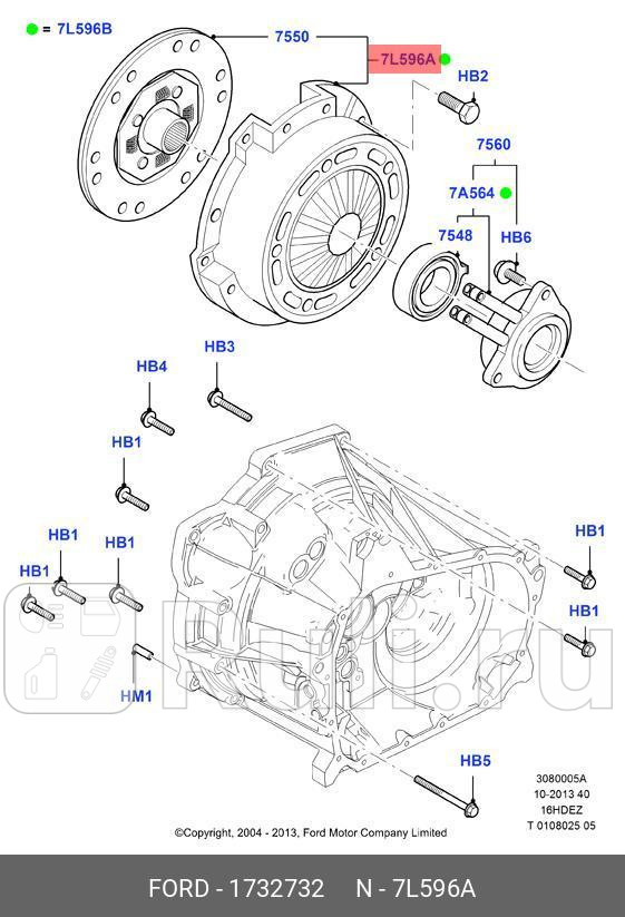 Комплект сцепления 16 FIESTAFUSION FORD 1732732 30130₽