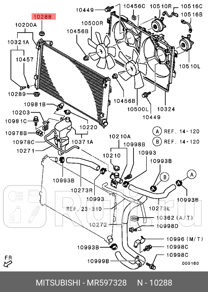 Опора радиатора mitsubishi asx ga lancer cycz MITSUBISHI MR597328 0₽