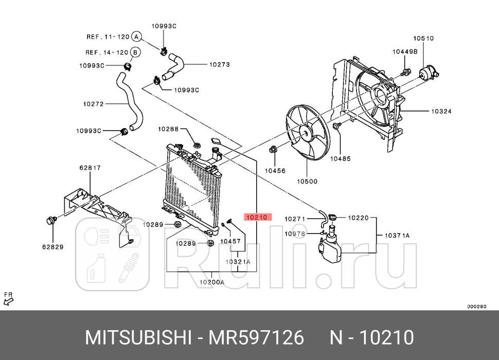 Крышка радиатора mitsubishi MITSUBISHI MR597126 1290₽