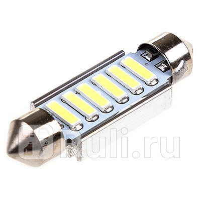 Автолампа диод T11C5W 12V 6 SMD диодов 1-конт 39мм обманка Белая SKYWAY Салон номер min 20 SKYWAY S08201311 290₽
