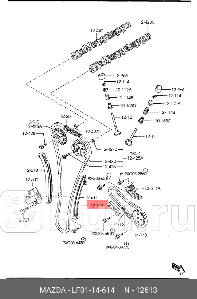 Успокоитель цепи mazda3 bk mazda6 gg MAZDA LF0114614 690₽