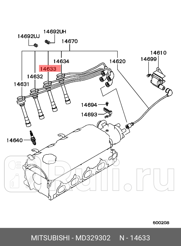 Провод высоковольтный mitsubishi pajero MITSUBISHI MD329302 3800₽