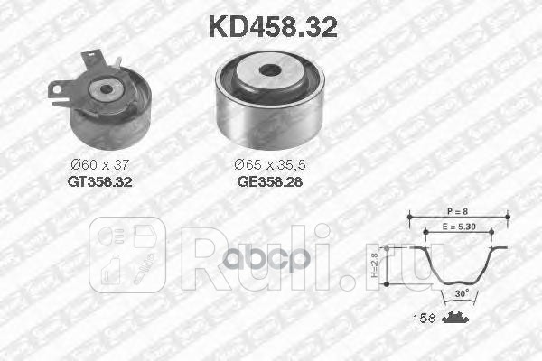 Ремень ГРМ 158x254 2 ролика SNR KD45832 6670₽
