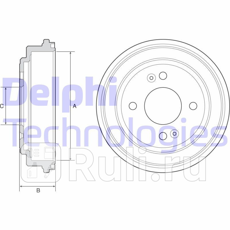 Барабан тормозной задн203x39 4 отв DELPHI BF551 2480₽