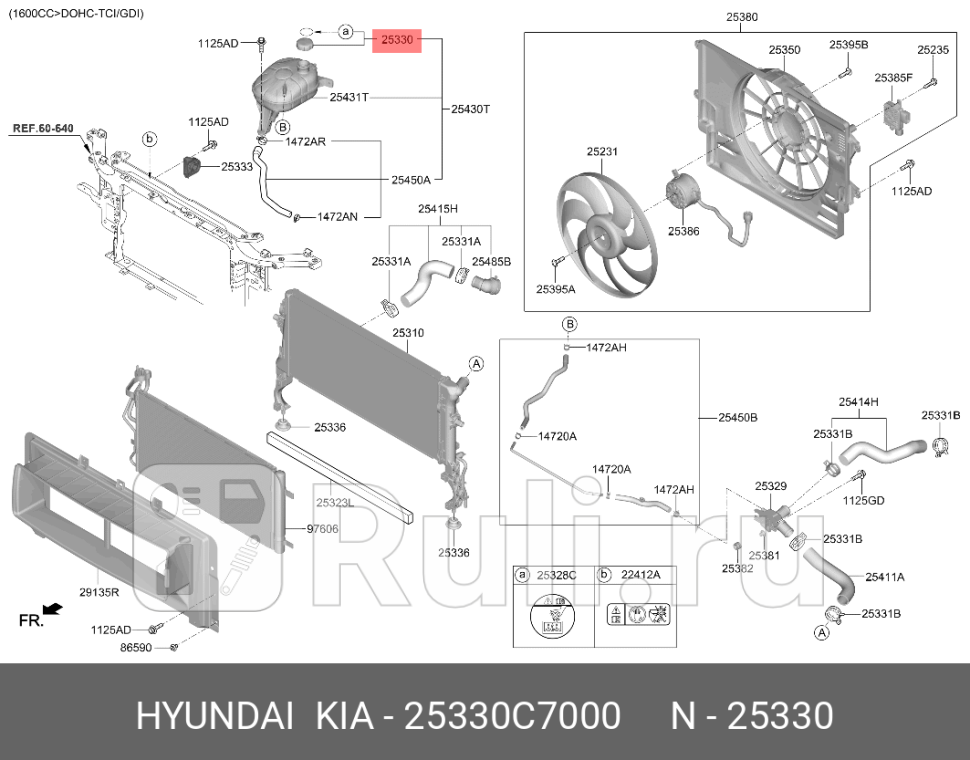 Крышка бачка расширительного для Hyundai Palisade 2018-2021 HYUNDAI-KIA 25330C7000 460₽