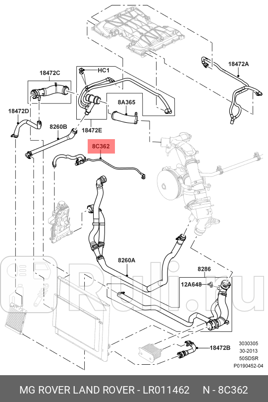 ПАТРУБОК РАСШИРИТЕЛЬНОГО БАЧКА 50 СТРАНА ВВОЗА - РОССИЯ LAND ROVER LR011462 0₽