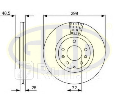 ДИСК ТОРМ MAZ 6 07- ПЕР ВЕНТ 5 ОТВ 299X25 GUD GDB125188 0₽
