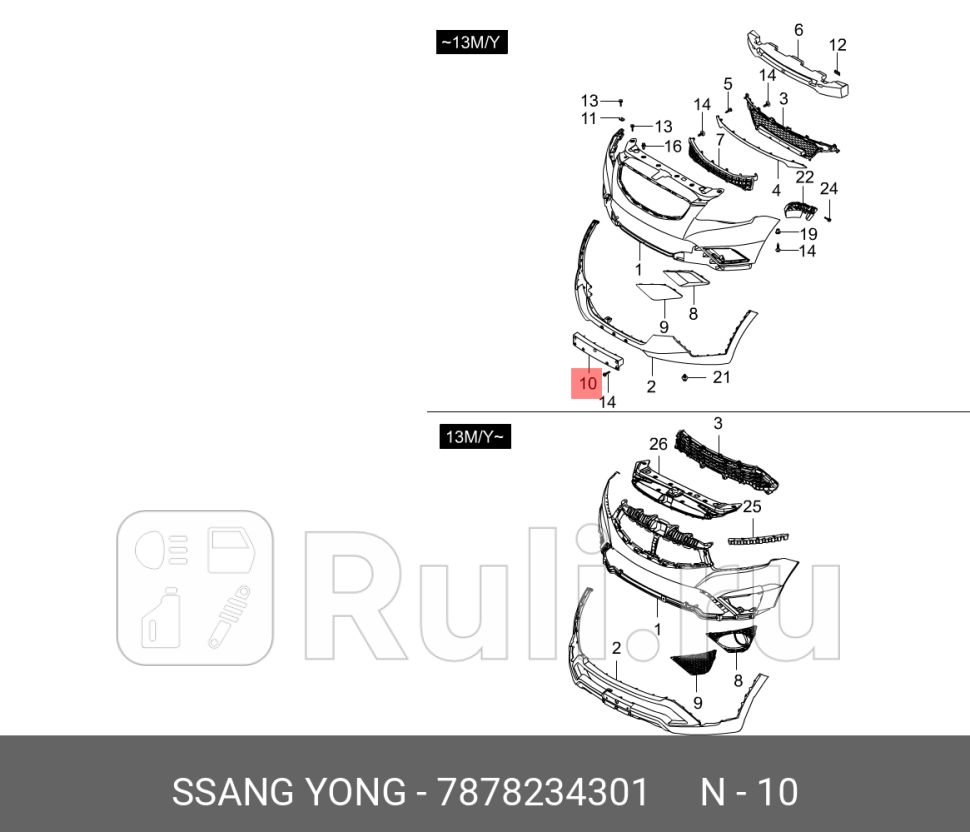 Накладка SSANGYONG Actyon 13- бампера переднего под номерной знак OE ORG SSANG YONG 7878234301 0₽
