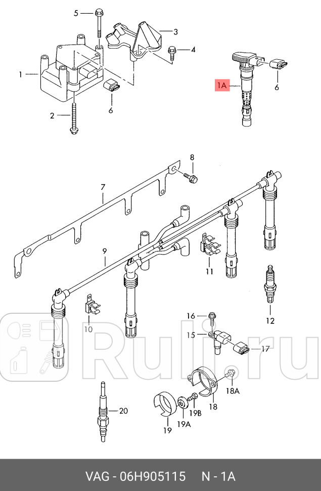 КАТУШКА ЗАЖИГАНИЯ С НАКОНЕЧНИКОМ ПРОВО VAG 06H 905 115 0₽