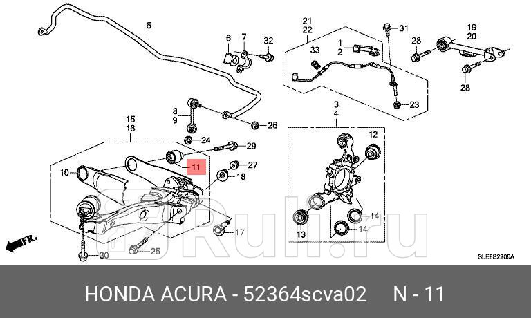 Сайлентблок рычага подвески honda HONDA 52364SCVA02 0₽