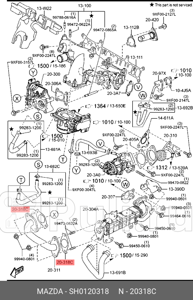 Прокладка r03415arev 10013160020919034106932 япония MAZDA SH0120318 0₽
