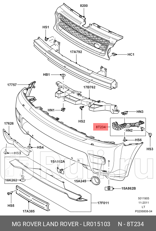 кронштейн переднего бампера правый Land Rover Range Rover 10 LAND ROVER LR015103 0₽
