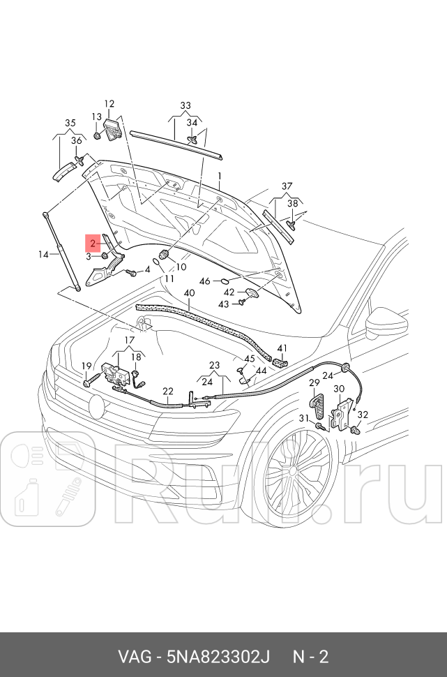 Петля капота правая Tiguan 2016- VAG 5NA823302J 5150₽