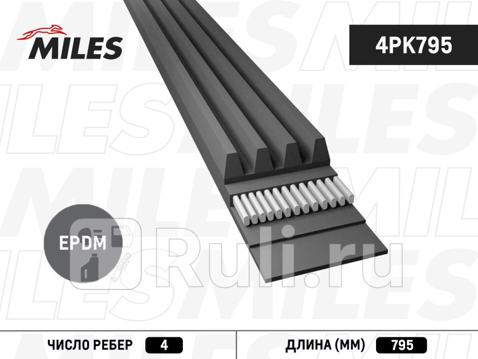Ремень поликлиновой 4PK795 MILES MILES 4PK795 360₽