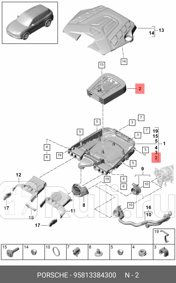 Фильтры воздушные porsche cayenne 17 VAG 95813384300 0₽