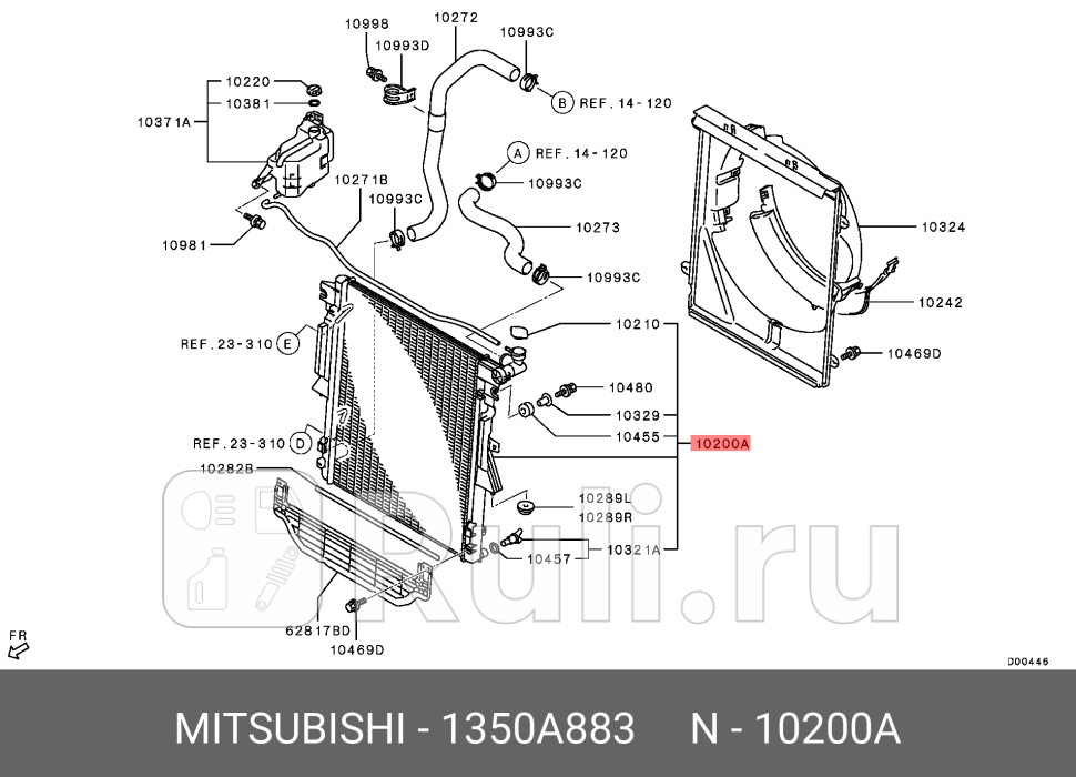 Радиатор охлаждения MITSUBISHI 1350A883 0₽