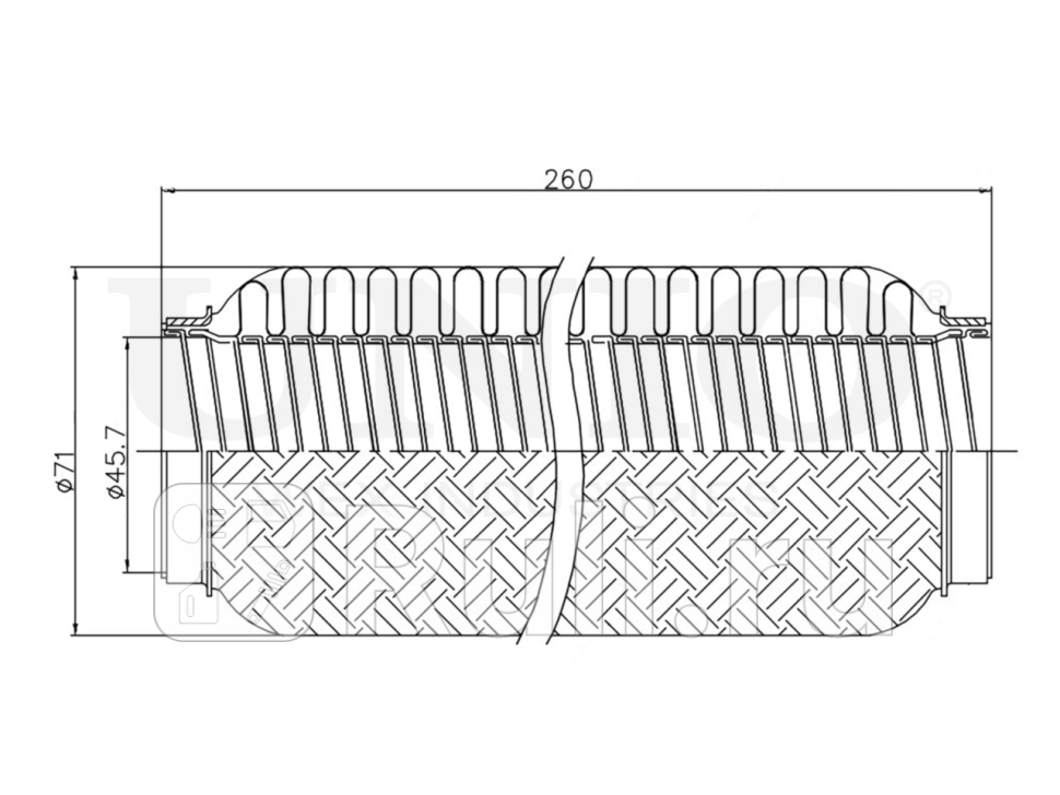 Гофра глушителя UNIO EXP-45260L 1500₽