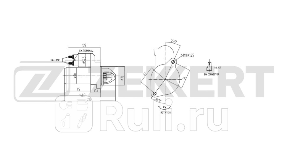 Стартер Hyundai Santa Fe 01- Sonata IV 98- Kia Sportage II 04- Zekkert an-1069 7850₽