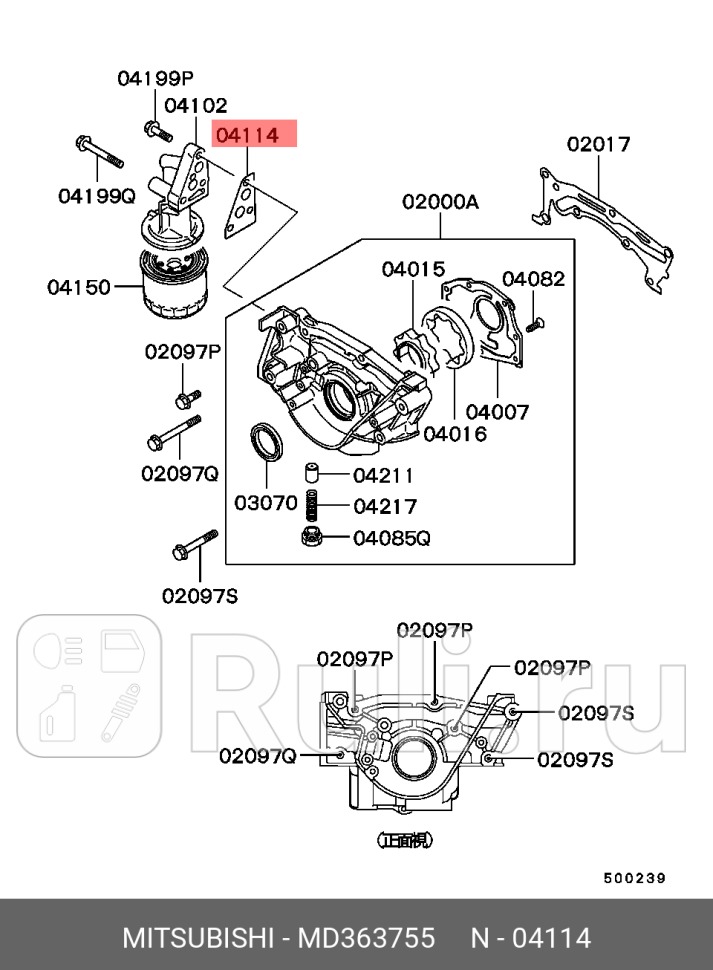 Прокладка масляного фильтра mitsubishi pajero v6 v7 v8 v9 2000 MITSUBISHI MD363755 310₽