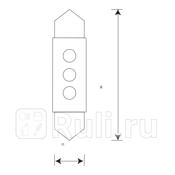 Светодиод 12 В 10 Вт салонный 36 мм красный 3 LED Маяк МАЯК 12T11x3638-R3LED 20₽