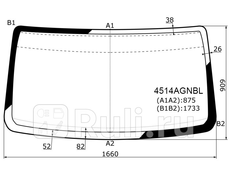 Лобовое стекло для 1994-2020 FUYAO 4514AGNBL 7480₽