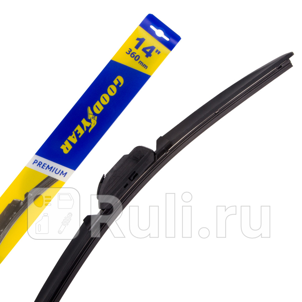 Щетка стеклоочистителя бескаркасная GoodYear 14360 мм Premium всесезонная 8 переходников GoodYear GY000434 1090₽
