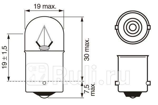 Лампа накаливания 24v 10w r10w eco truck BOSCH 1987302869 60₽