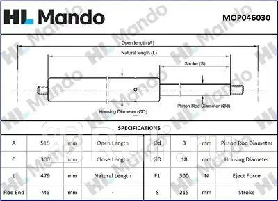 Амортизатор двери багажника MANDO MOP046030 1360₽