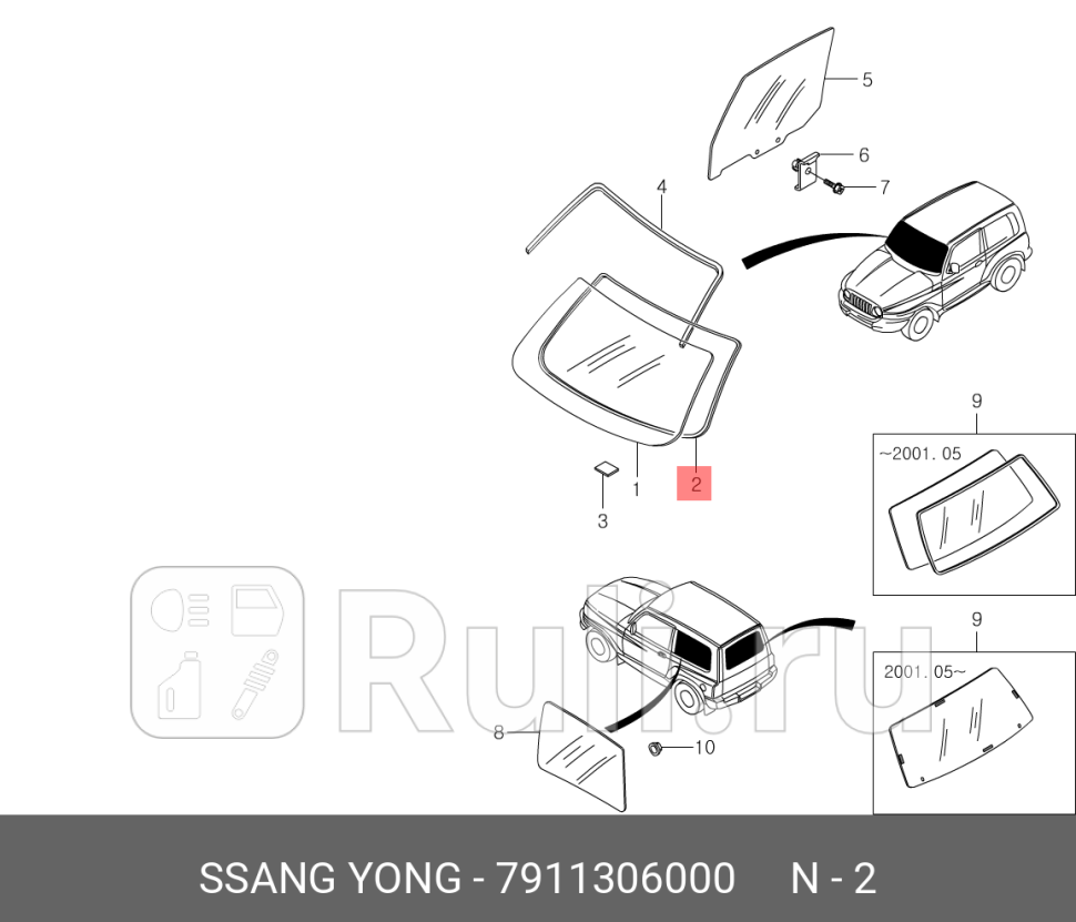 Молдинг лобового стекла уплотнитель - 7911306000 SSANG YONG 7911306000 0₽