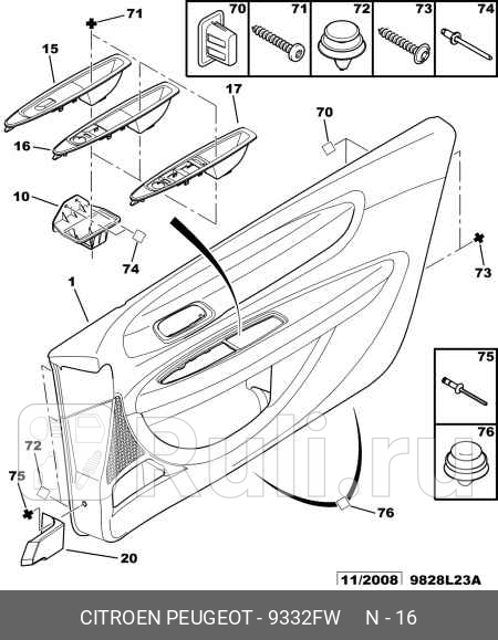 Накладка ручки двери PSA 9332FW 4420₽
