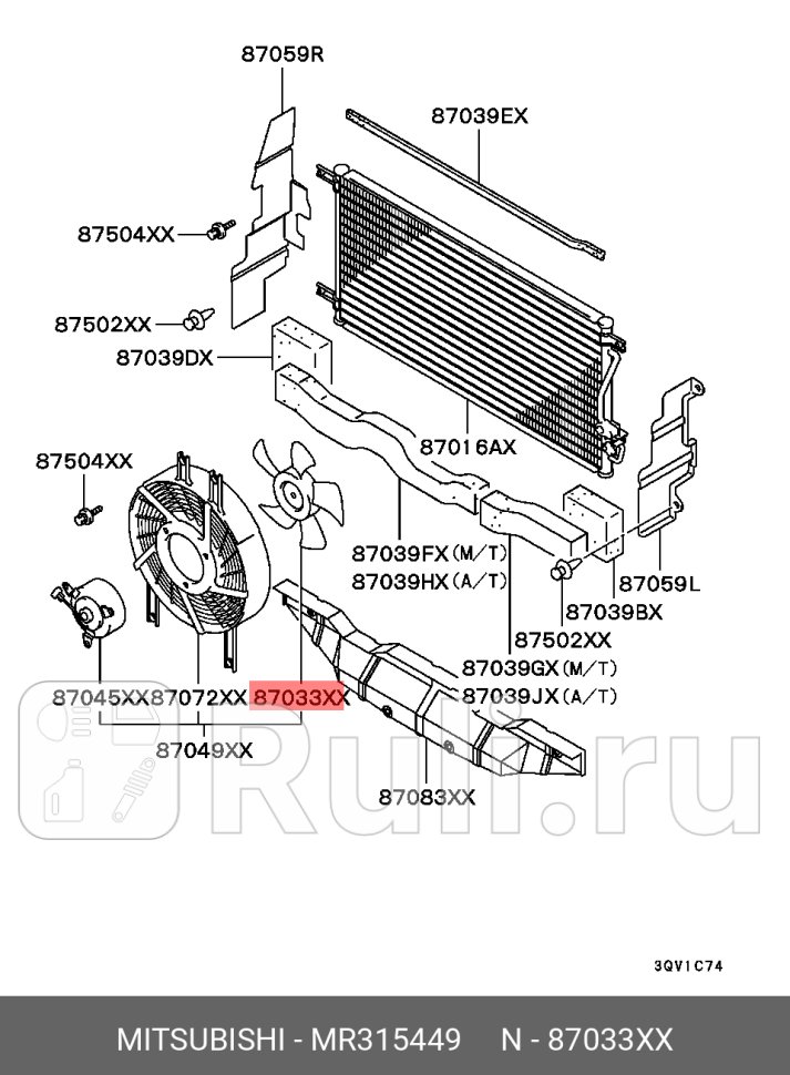 Вентилятор радиатора кондиц MITSUBISHI mr315449 10130₽