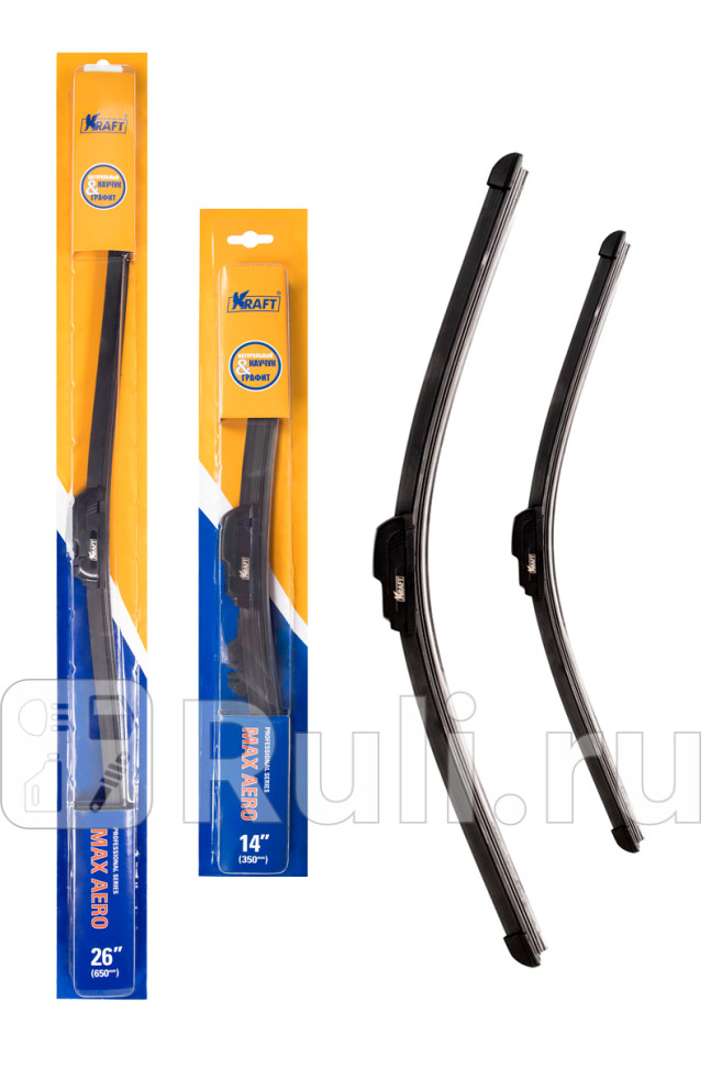 Щетки стеклоочистителя бескаркасные 650340мм компл KRAFT KT 830862 910₽