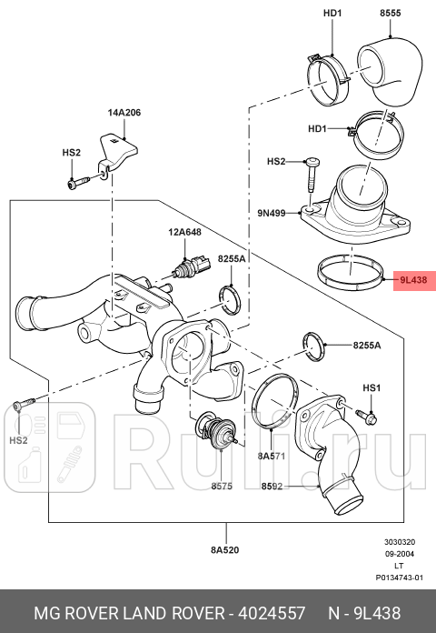 Кольцо корпуса термостата LAND ROVER 4024557 0₽
