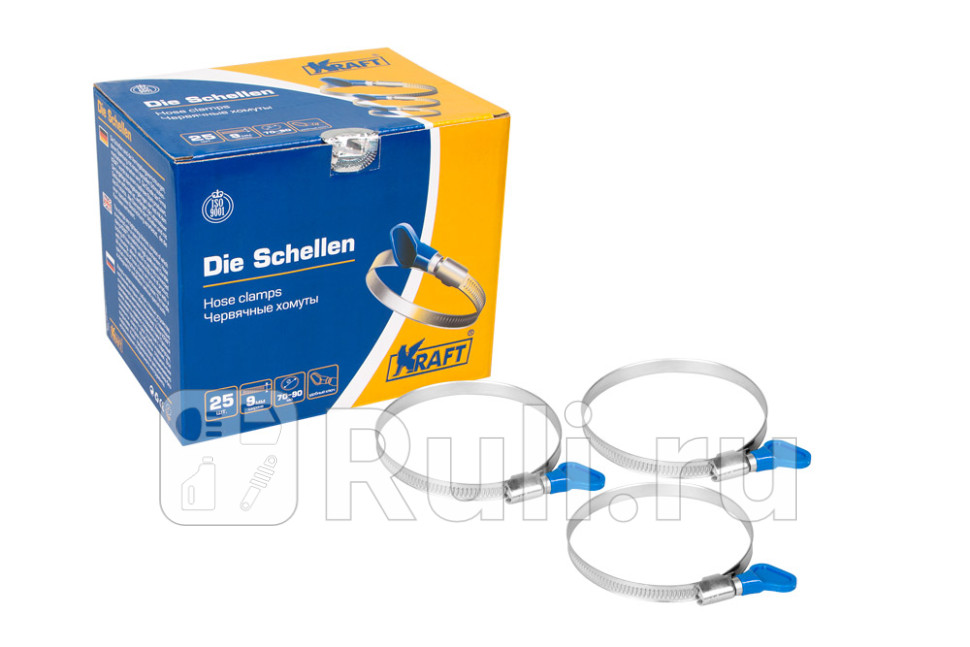 Хомут с ключом 70-90 мм в упак 25 шт KRAFT KT880511 140₽