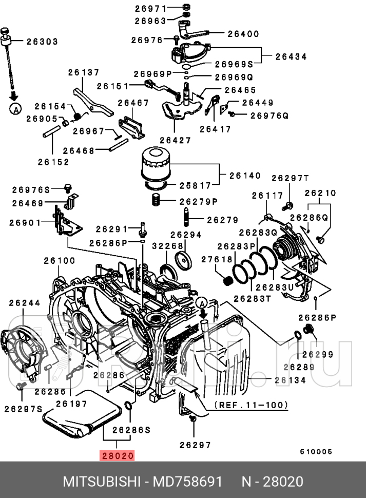Фильтр акпп MITSUBISHI MD758691 3150₽