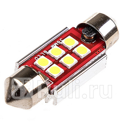 Автолампа диод T11C5W 12V 6 SMD диодов 1-конт 36мм обманка радиатор Белая SKYWAY SKYWAY S08201307 460₽
