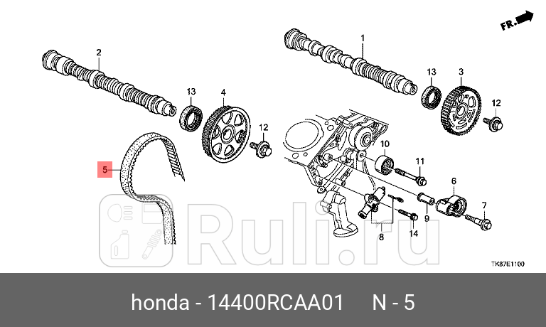 Ремень грм HONDA 14400-RCA-A01 7540₽
