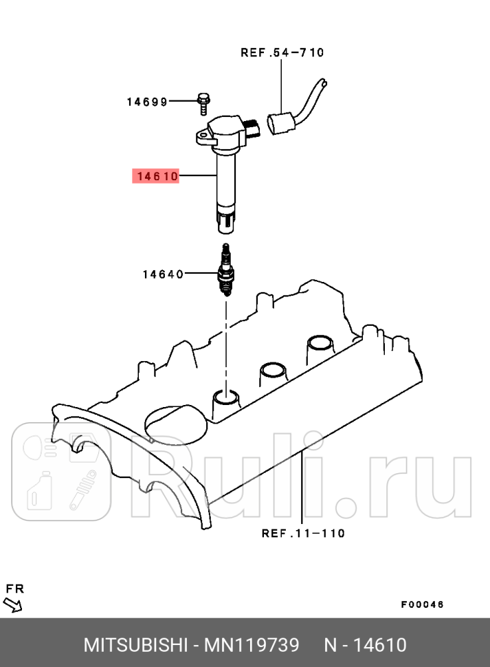 Катушка зажигания MITSUBISHI MN119739 14160₽