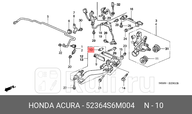 Сайлентблок заднего рычага honda civic 2001-2005 HONDA 52364S6M004 700₽