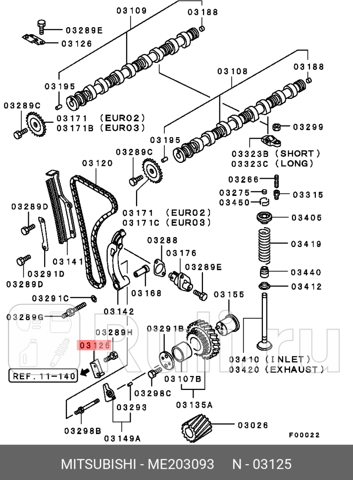 Направляющая цепи mitsubishi pajero montero 2000-2006 MITSUBISHI ME203093 720₽