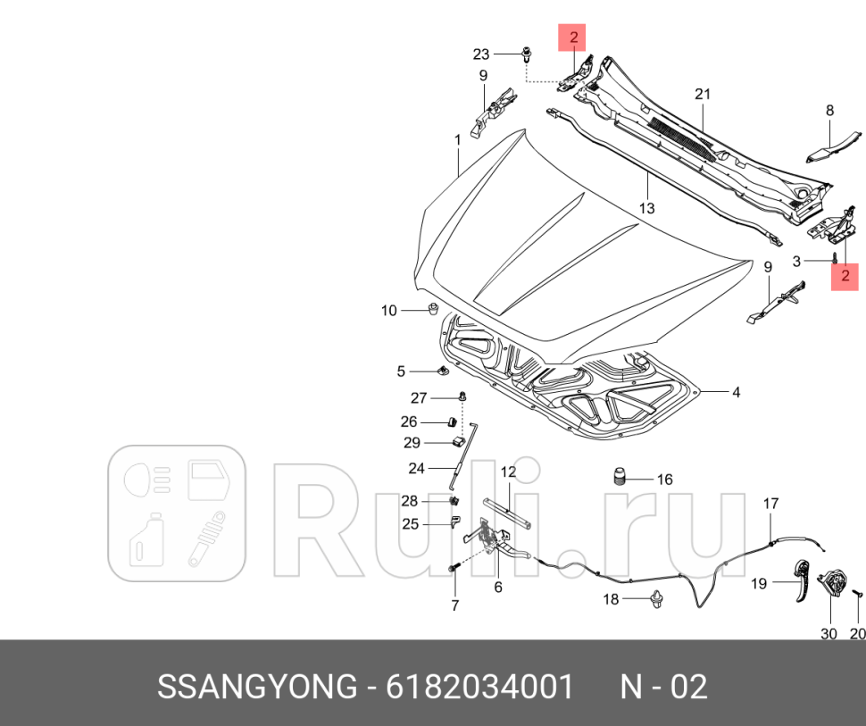 ПЕТЛЯ КАПОТА ПРАВАЯ SSANG YONG 6182034001 2180₽