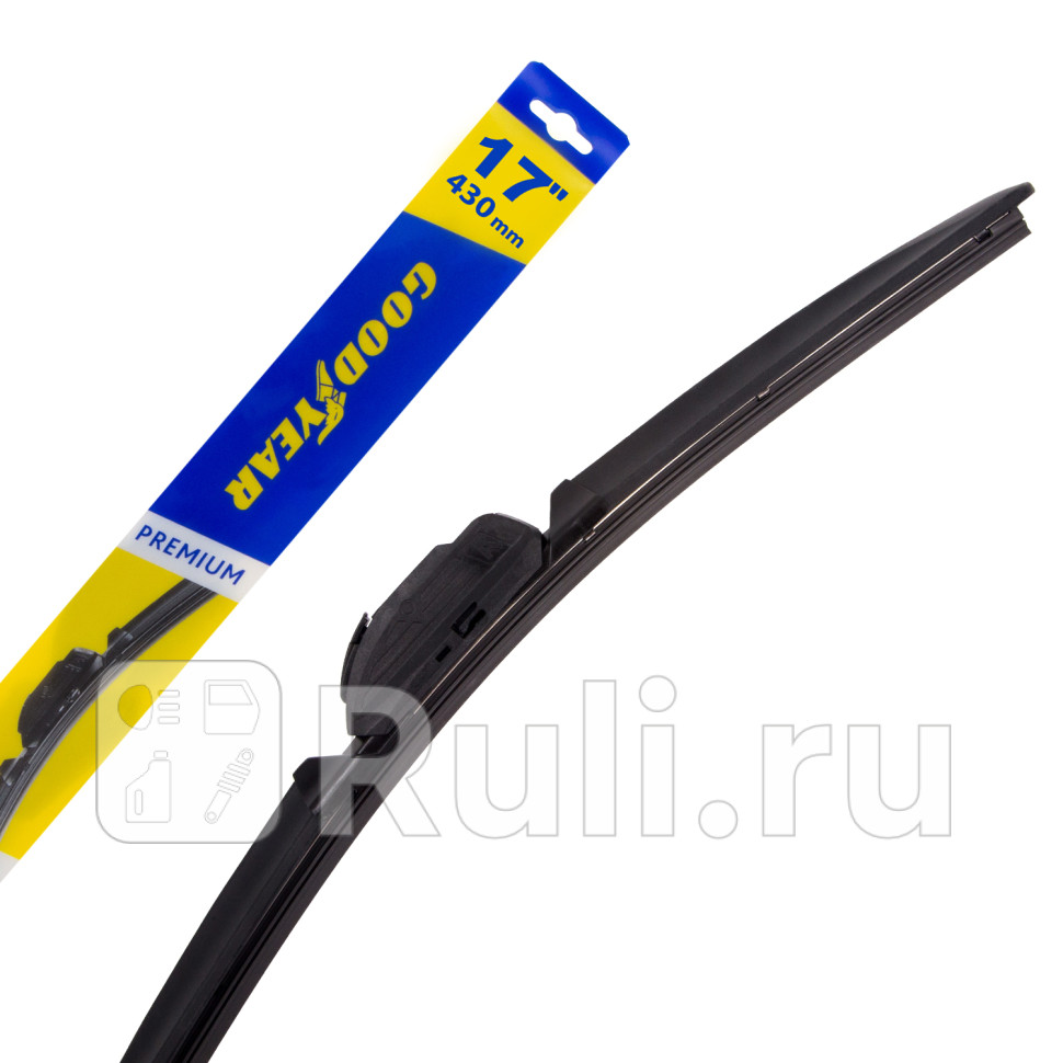 Щетка стеклоочистителя бескаркасная GoodYear 17430 мм Premium всесезонная 8 переходников GoodYear GY000437 1070₽