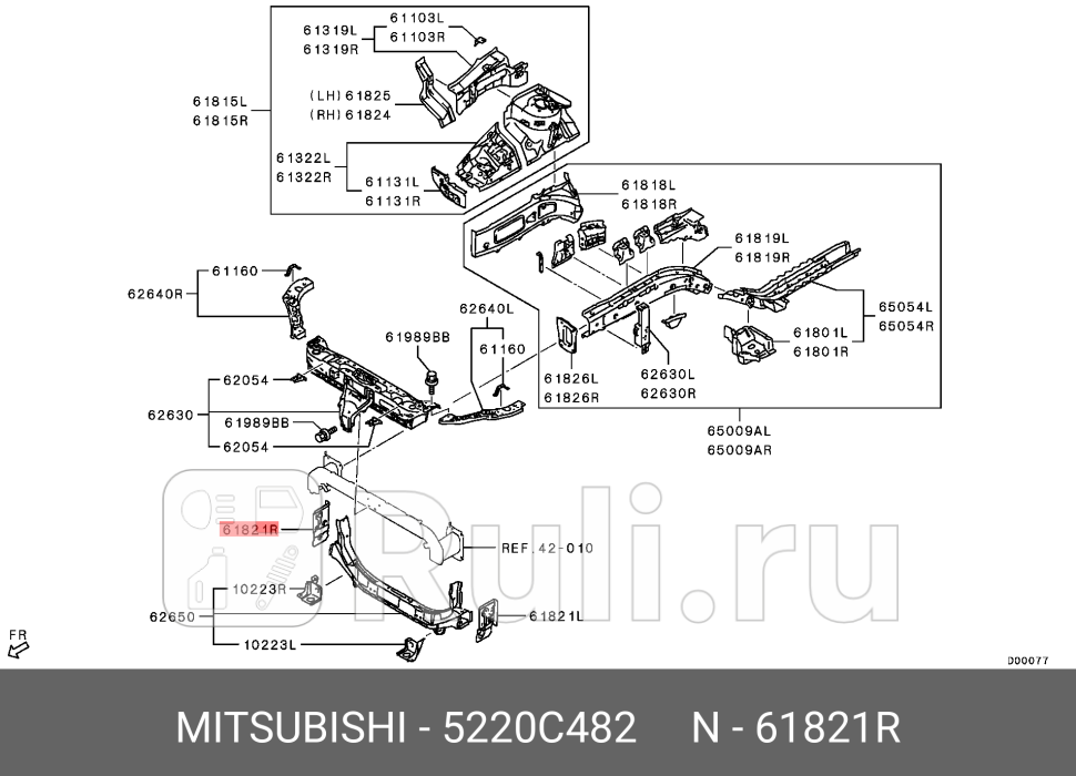 Кронштейн панели радиатора правый MITSUBISHI 5220C482 2350₽
