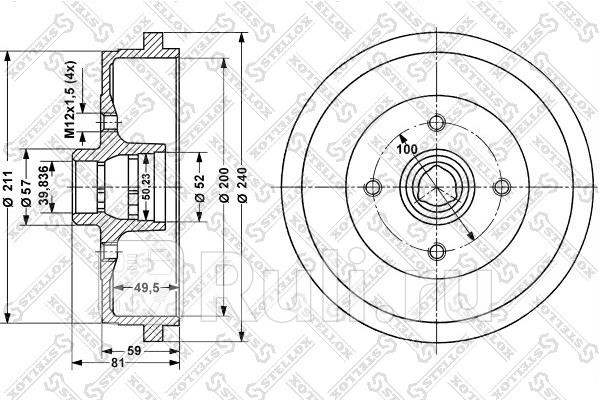 Барабан тормозной для Volkswagen Golf 4 1997-2006 STELLOX 6025-4709-SX 2420₽